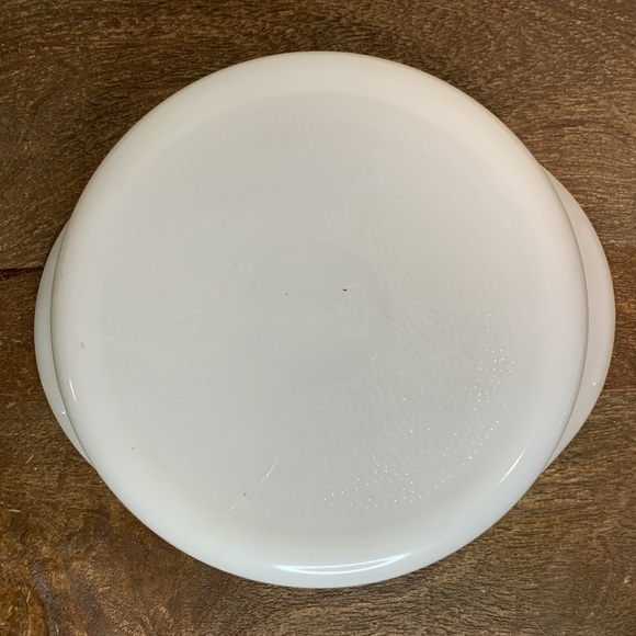 Vintage MCM Glasbake Milk Glass Atomic Starburst Pattern Circular Casserole Dish - Picture 4 of 6